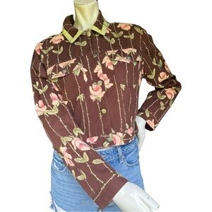 Blumarine Folies Made in Italy Brown & Pink Floral Cottage Jacket IT 44 US M